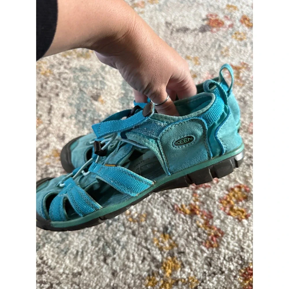 Keen CNX Kids Waterproof Sport Sandals Turquoise Blue 5 Big Kids Bungee‎ Lace